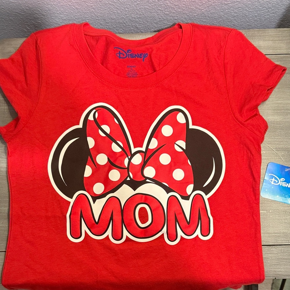 Disney Red Minnie Mouse Mom Kids Tee